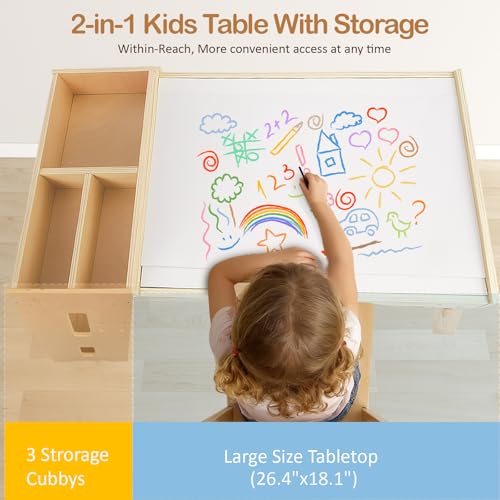 Image of WINGYZ Sensory Table and Chairs, Toddler Activity Table and 2 Chair Set with Storage Cabinet & Bins, 6 in 1 Kids Desk Art Table with Paper Roll for Playrooms Daycare, Sensory Tables for Toddler Gifts
