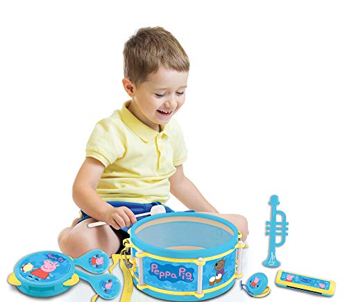 Lexibook, Peppa Pig, Set met 7 muziekinstrumenten (Drum, Maracas, Castagnet, Harmonica, Blokfluit, Trompet, Tamboerijn), Muzikaal speelgoed, Handig mee te nemen spel, Blauw/Geel, K360PP - Image 8