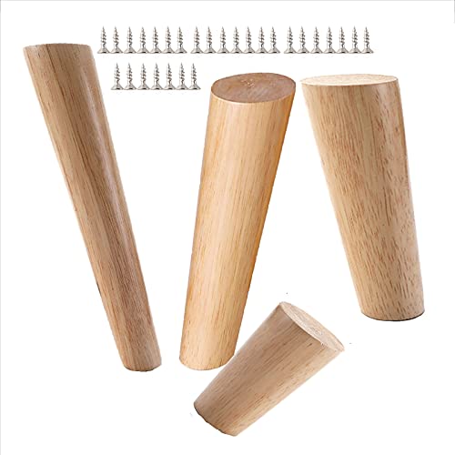 Patas De Muebles De Madera, Patas De Apoyo para Sofás, Patas De Mesa, Pies De Muebles para Sillas, Armarios, Camas, Patas para Muebles con Placas De Montaje y Tornillos,Wooden-25cm/9.8in Cover