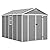 VONZOY Outdoor Storage Shed, 8x10 FT Resin Shed with Floor and Lockable Door, Window & Vents, Tool Sheds & Outdoor Storage for Bike, Garden Accessories, Tools, Waterproof(Grey & White)