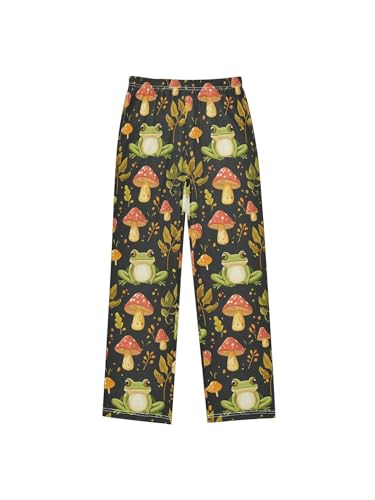 ZZKKO Cartoon Frog and Mushroom Boys Pants for Kids Jogger Pants with Pockets S