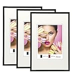 Einleger: 15x20 cm IDEAL TREND 2er 3er 5er Pack Photo Style Set Bilderrahmen Wanddeko Collage Poster Kunststoff Rahmen: Farbe: 3er Pack Schwarz  Format: 21x29,7 DIN A4