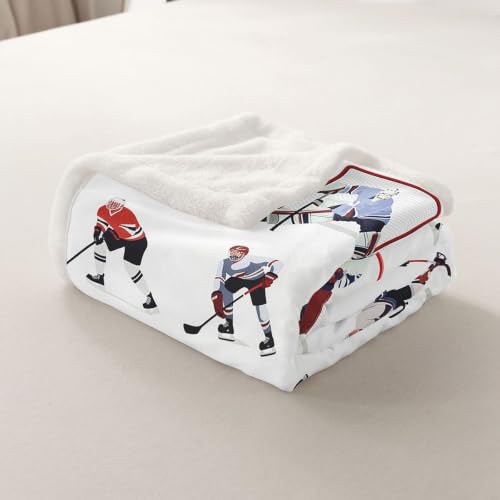 Image of Feelyou Ice Hockey Sherpa Blanket 50 inchx60 inch Boys Girls Gift Sofa Warm