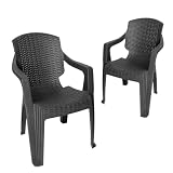 Garronda 2 STK. Gartenstühle stapelbar Rattan-Optik GD-0254 Anthrazit