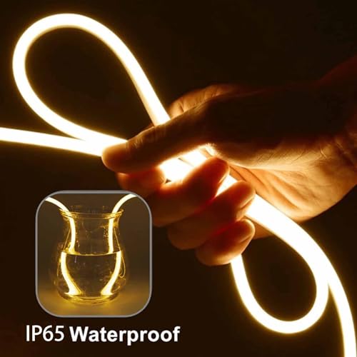 Tira de luces LED neón blanco cálido 2 m impermeable miniatura 6