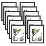 TKYGU Picture Frame 4x6 with mat 3.5x5 MDF wooden picture frame set of 12-black textured frame with HD glass desktop and wall mounted horizontal or vertical display picture frame for home decor