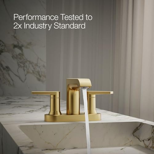 Kohler 97094-4-2MB Hint® Centerset Bathroom Sink Faucet, 1.2 gpm, Vibrant Brushed Moderne Brass