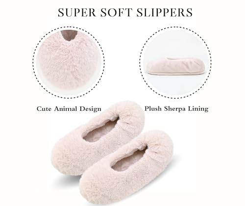 Image of Keyela Women's Ballerina Slippers,Non-Slip Bedroom Slippers Socks | Soft fuzzy slipper socks for ladies Indoor home slippers Cozy sock slippers Ballet Slippers
