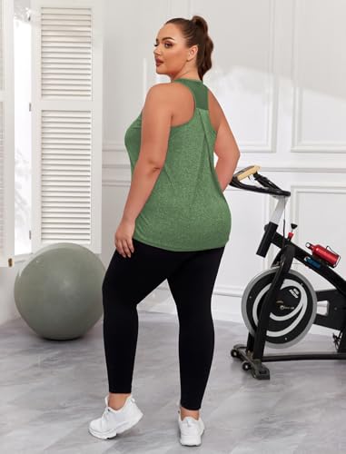 Women's Plus Size Athletic Tank Tops Racerback Workout Flowy Tops Yoga Running Sleevelss Summer Shirts Loose4
