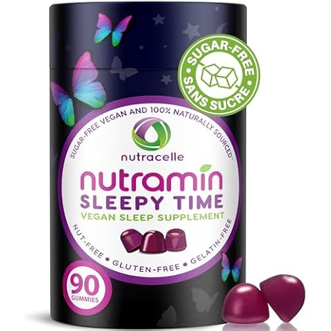 Nutramin Sleepy Time Gummy: The Vegan, Sugar-Free, Natural Melatonin 5mg for Longer Deeper Sleep - No Next-Day Grogginess, Non-Habit Forming Delicious & Drug-Free Allergy-Safe Herbal Sleep Gummies Cover