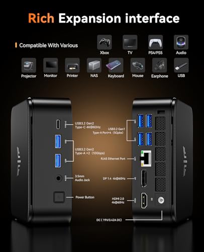 Image of KAMRUI E3B Mini PC with AMD Ryzen 7 5700U, 32GB DDR4 1TB M.2 SSD Mini Computer, Mini Gaming PC with USB Type-C, Desktop Computer Supports Triple 4K Display, WiFi 6, BT 5.2