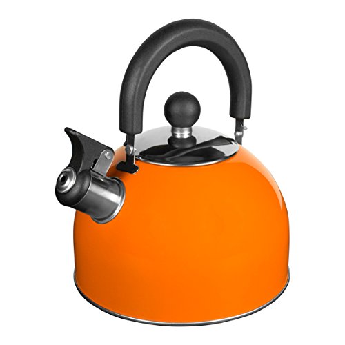 Milestone Camping 24860 2L Whistling Camping Kettle / Durable and Lightweight / Pouring Spout and Heat-Resistant Handle / Metallic Orange / Ideal for Camping, Fishing, Workshops and Garages