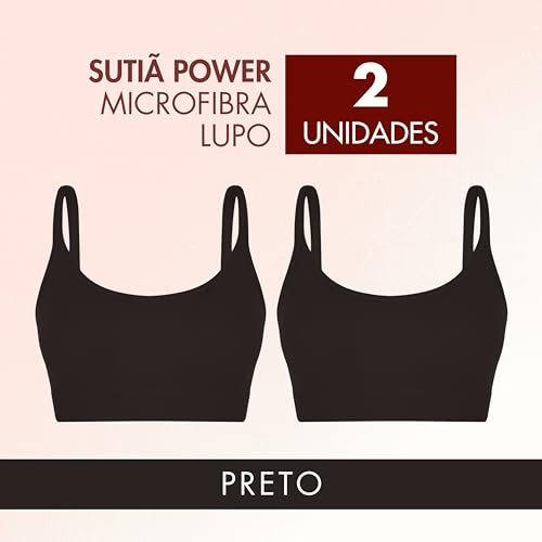 LOBA BY LUPO Kit 2 Top Power Basic Sem Costura Canelado Feminino Adulto, 2 Preto, GG