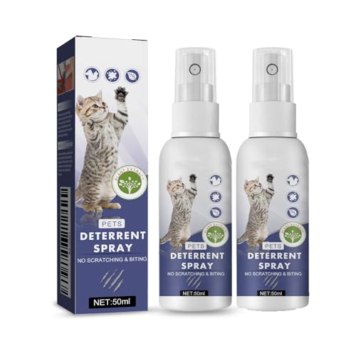 Spray Antiarañazos Gatos,Spray Repelente Gatos,Sprays Educador Gatoes Antiarañazos para Proteger Muebles,Plantas,Suelos,Adiestramiento de Gatoes 50ml*2pc