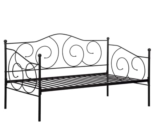 BestMassage Daybed Frame Twin Metal Day Bed Heavy Duty Steel Slats Box Spring Replacement Mattress not Include,Black
