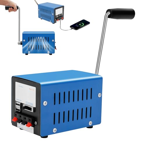 20W Portable Hand Crank Generator Manual Power Supply Generator Freestanding Generators Multifunction Manual Crank Generators with Handle for Field Operations Field Trips Off-Grid Emergency