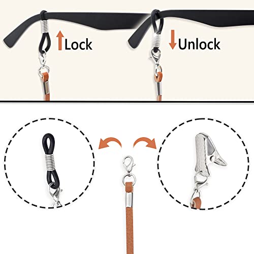 Sigonna Eyeglasses Holder Strap Cord - Premium Eco Leather Eyeglasses String Holder Chain Necklace - Glasses Cord Lanyard - Eyeglass Retainer #TOP2