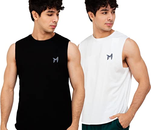 Image of Solid Sleeveless Cotton Regular Fit Mens Stylish Top Tanks Vest T-Shirt (Combo Pack of 2)