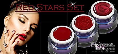 Farbgel Set Red Stars je ein Farb - Glitter - Metallic Ledgel Uv Gel in Rot Nageldesign Nagelgel 3x 5ml (3er Pack) – Bild 6