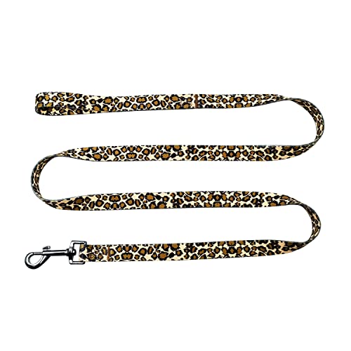 Olahibi Dog Collar And Leash Set, Leopard Pattern, Polyester Fabric Webbing, 5Ft Leash, For Medium Dogs.(Medium, Leopard) #TOP4