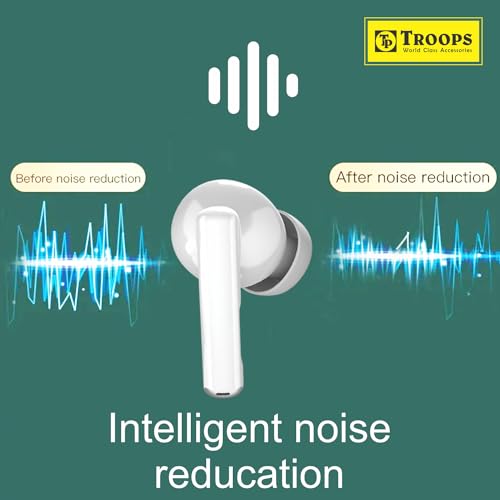 Image of TP TROOPS Buds Truly Wireless Earbuds with 28H of Playtime, Quad Mic with ENC, Instacharge(10 min=200 min), 10mm Driver,Low Latency, BT v5.0