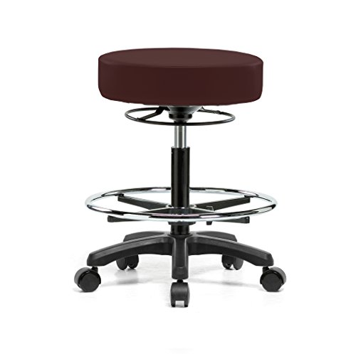 Image of Perch Life Height Adjustable Stool with Foot Ring | Medium Bench Height 20.5-28 inch | Burgundy Vinyl