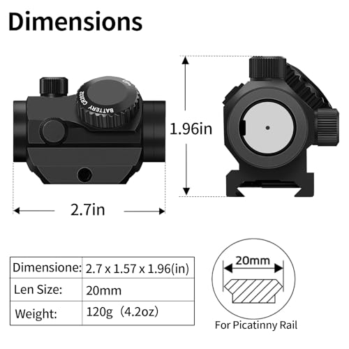 Red Dot Sight, 4 MOA Compact Red Dot Gun Sight Waterproof & Shockproof & Fog-Proof Rifle Scope with 1 inch Riser Mount - Thumbnail 4