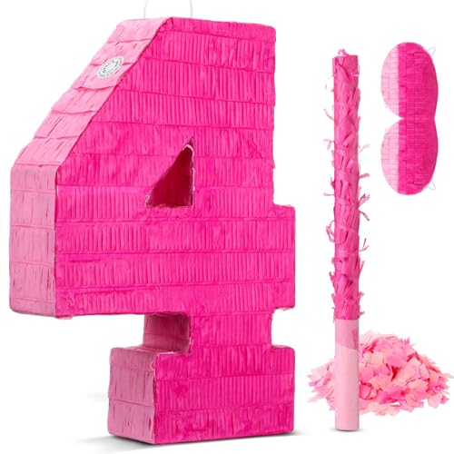 Piñata chiffre 4 de 40,6 cm rose pour anniversaire enfant