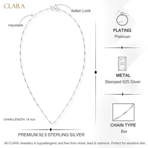 Image of Clara Anti-Tarnish 925 Sterling Silver Chain Necklace in 18 inches | Gift for Women and Girls| Minimal Daily Wear