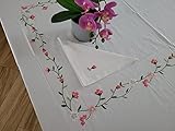 descrizione articolo: Elegante tovaglia x 12 (comprensiva di 12 tovaglioli ) in purissimo cotone percalle di altissima qualita' con ricamo Punto Pieno rifinito in filo argento. Tutto interamente a mano. azienda=I Maestri del ricamo colore=Bianco con ricami come da foto misure=1.75x2.70 pezzi=tovaglia+12 tovaglioli