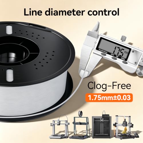 Image of Kingroon PLA Plus(PLA+) 3D Printer Filament, Dimensional Accuracy + /- 0.03 mm, 1 kg Spool(2.2lbs), 1.75 mm,White