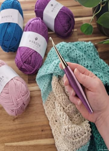 Image of Furls Crochet Hook, Odyssey Purple, Nickel Plated Tip for Effortless Glide, Ergonomic Handle Crochet Hooks 7 inch (Odyssey - Purple, M - 8.00mm)