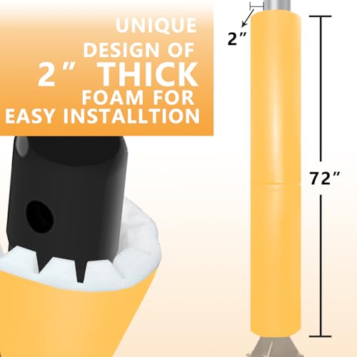 72 Inch Tall Round Pole Padding - Heavy Duty 2” Thick Foam Wrap Around Round and Square Post Pad for 3-4” Diameter Basketball Pole, Swing Pole, Electric Pole & More,Easy Install with Unique Design