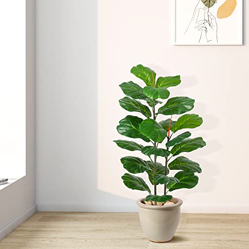 Amyove 39" Artificial Tree Fiddle Leaf Fig Plants Faux Plant for Home Decor Indoor Outdoor Office