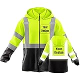 YOWESHOP Hi-Vis Safety Jackets Custom Logo High Visibility Windbreaker Team Work Uniform (4X-Large, Green)