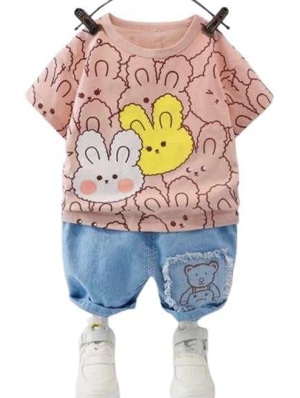 Jagnath Creations Kids Dress for Boys | Cartoon Printed Half Sleeve T Shirt and Pant Clothing Set for Baby Boys- Peach - Review, Price and Buying Guide