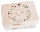 Baby Geschenkbox Holzkiste Baby - Taufe Erinnerungsbox aus Holz für Kinder und Babys | Erinnerungen Taufe | Perfektes Taufgeschenk | Erinnerungskiste zur Taufe - 30 x 20 x 14 - Holz