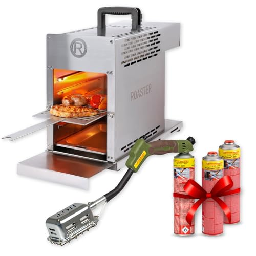 ROTHENBERGER Industrial THERMO ROASTER TO GO Gasgrill **mit GRATIS Handy-Roaster als GESCHENK** | 3 x Multigas 600 ml | Grillrost & Gastroschale | Steakgrill Oberhitzegrill | Hochtemperaturgrill