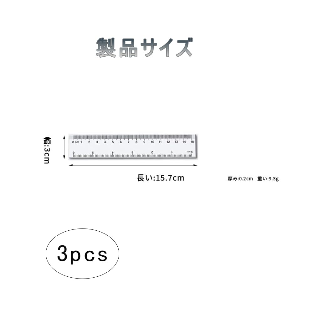 Clear Metric & Inch Ruler Set – 15cm, Pack of 3
