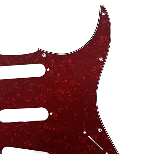 Dopro Plaque arrière pour Strat SSS 11 trous – Rouge nacré - Les Beatles, Paul McCartney, John Lennon, RIngo Starr, George Harrison Dopro Plaque arrière pour Strat SSS 11 trous - Rouge nacré – Image 4