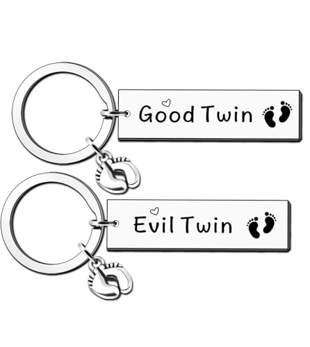 JMIMO Porte-clés jumeaux cadeaux jumeaux jumeaux filles garçons cadeau jumeaux jum, Argenté., taille unique