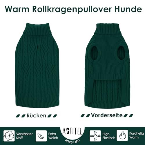 AOFITEE Hundepulli für Kleine Hunde, Dackel Pullover Warme Hundepullover Kleine Hunde mit Rollkragen, Weihnachts Hundepullover Winter Pulli Hund Sweater Strickpullover für Dackel, Mops, Malteser S