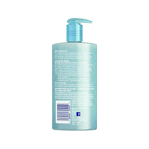 BiorÃ© Daily Blue Agave + Baking Soda Balancing Pore Cleanser, Liquid Cleanser for Combination Skin, to Penetrate Pores & Gently Exfoliate Skin, 6.77 Ounce