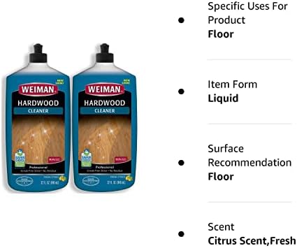 Weiman Wood Floor Cleaner (2Pack) 32 Ounce - For Hardwood Finished Oak Maple Cherry Birch Engineered and More - Professional Safe Steak-less