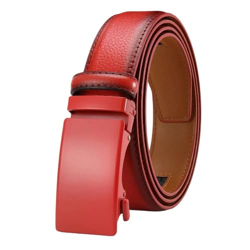 Men's Business Leather Belt, Adjustable Metal Buckle Casual Belt, Sliding Ratchet Belt 40Cx31wps-Rd 115CM