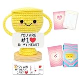 LUVLOOP Crochet Love Trophy with 4 switchable Cards – Handmade Romantic Gift for Him Her, Boyfriend Girlfriend, Husband Wife – Anniversary, Valentine, Birthday, Christmas I Love You Gift for Couples