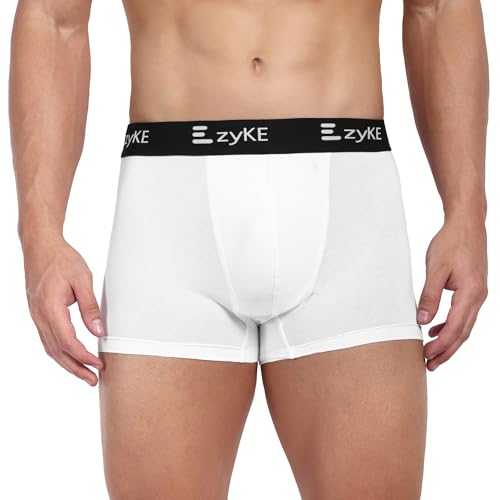 Image of Zyke Men's Cotton Trunk Innerwear | 95% Cotton 5% Elastane Stretch Underwear | Ultra Soft Waistband Anti-Bacterial Moisture Wicking Trunks for Men (Pack of 1)