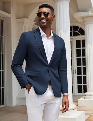 COOFANDY Mens Blazer Jacket Slim Fit Casual Sport Coats One Button Business Suit Jacket Navy Blue, 3X-Large3