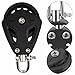 BE-TOOL Black Pulley Block, Kayak Pulley Single Pulley, Stainless Steel Nylon Marine Pulley, Anti-Slip Locking, for Marine Industrial Fitness