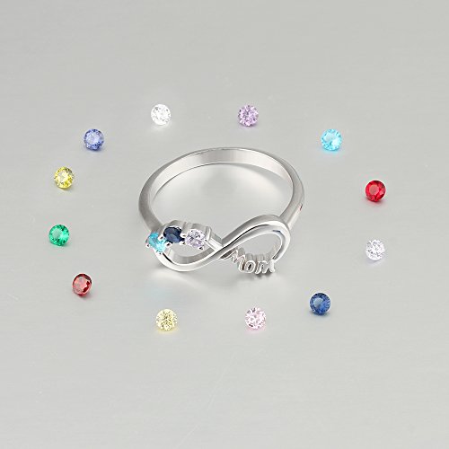 Lam Hub Fong Personalized 3 Simulated Birthstones Rings Infinity Knot Rings Mothers Rings For Mom Grandmothers Rings For Mother's Day Gift (7) #TOP5